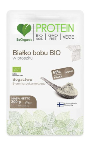 Białko bobu w proszku bezglutenowe BIO 200 g Be Organic