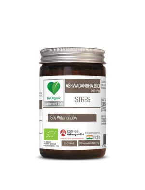 Ashwagandha ekstrakt BIO 200 mg 50 kapsułek Be Organic
