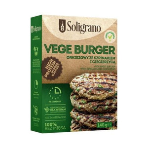 Vege Burger orkiszowy ze szpinakiem i ciecierzycą 140 g Soligrano