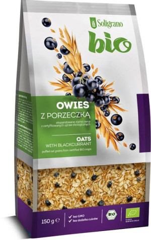Owies ekspandowany z czarną porzeczką BIO 150 g Soligrano