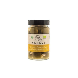 Oliwki zielone nadziewane migdałami w zalewie BIO 300 g NEFELI