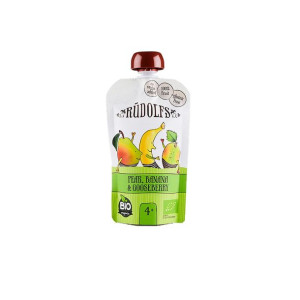 Mus owocowy: gruszka, banan i agrest BIO 110 g, RUDOLFS