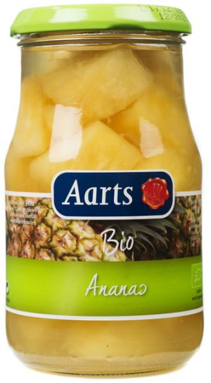 ANANAS KAWAŁKI w lekkim syropie BIO 350 g (190 g) (w słoiku) - AARTS