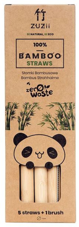 Słomki bambusowe duże 5 szt + czyścik - ZUZII