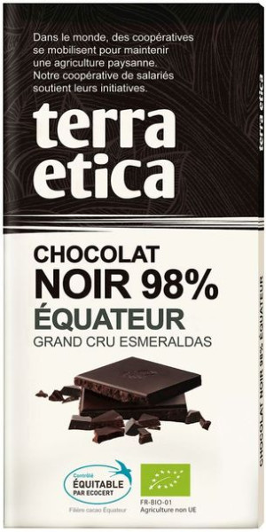 Czekolada gorzka 98% EKWADOR FAIR TRADE BIO 100 g Terra Etica