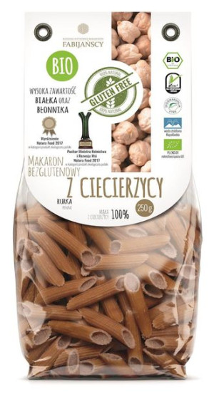 Makaron (z ciecierzycy) rurka PENNE bezglutenowy BIO 250 g Fabijańscy