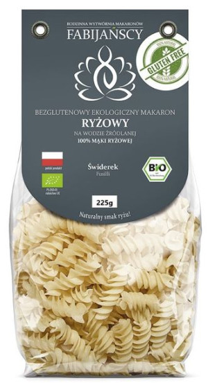 Makaron (z ryżu białego) świderki FUSILLI BEZGLUTENOWY BIO 225g Fabijańscy