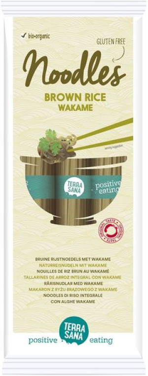 Makaron ryżowy razowy z wakame bezglutenowy BIO 250g Terrasana