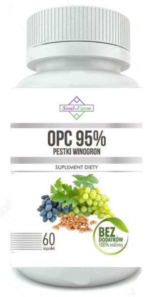Pestki winogron ekstrakt 95% OPC 450mg 60 kapsułek Soul Farm