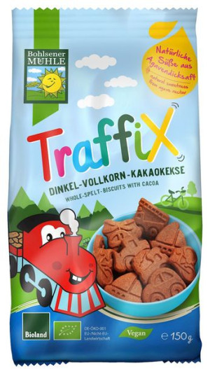 Ciasteczka orkiszowe z kakao dla dzieci POJAZDY BIO 150g Bohlsener Muehle