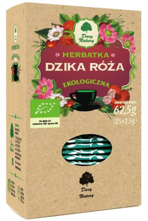 Herbatka z DZIKIEJ RÓŻY BIO (25 x 2,5g) Dary Natury