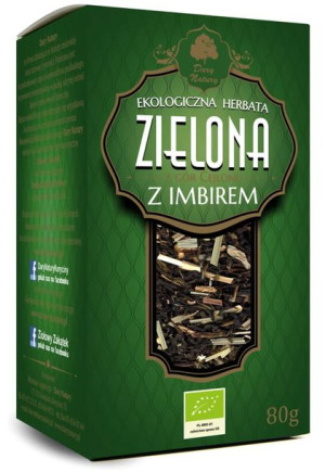 Herbata zielona z IMBIREM liściasta BIO 80 g Dary Natury