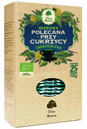 Herbatka polecana PRZY CUKRZYCY BIO (25x2g) Dary Natury