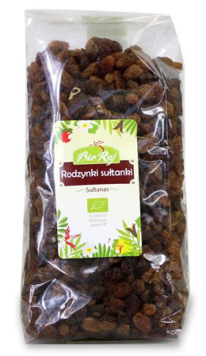 Rodzynki sułtanki bezglutenowe BIO 1 kg Bio Raj