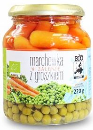 Marchewka z zalewie z groszkiem BIO 340 g (220 g) Bio Europa