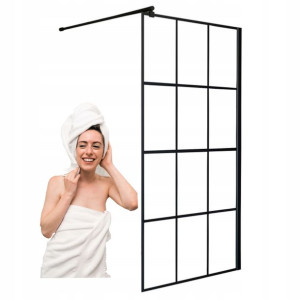 Ścianka Prysznicowa Walk-in 80cm Czarna Szkło 8mm