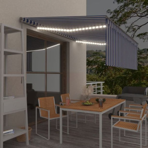 Lumarko Ręcznie zwijana markiza z zasłoną i LED, 4,5x3 m