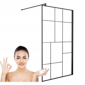 Ścianka Prysznicowa 120cm Czarna Tetris Szkło 8mm