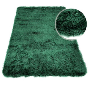 Dywan Megan Shaggy 100x150 Miękki Pluszowy Butelkowa Zieleń