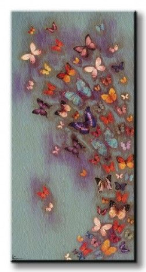 Motyle Mottled Aubergine - Obraz na płótnie 50x100 cm