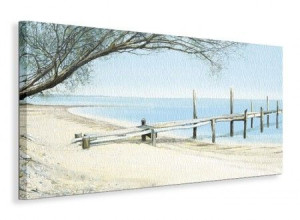 Beach Tree With Jetty - Obraz na płótnie 100x50 cm