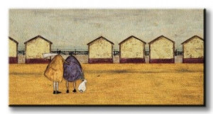 Sam Toft Looking Through The Gap In The Beach Huts - Obraz na płótnie 100x5