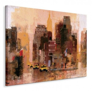 New Yorker & Cabs - Obraz na płótnie 80x60 cm
