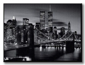 Brooklyn Bridge - B&W - Obraz na płótnie 120x90 cm