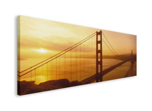Golden Gate San Francisco o zachodzie słońca - obraz na płótnie 150x57 cm