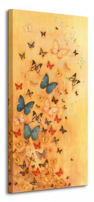 Butterflies On Warm Ochre - Obraz na płótnie 50x100 cm