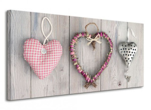 Heart Triptych Serca - Obraz na płótnie 100x50 cm