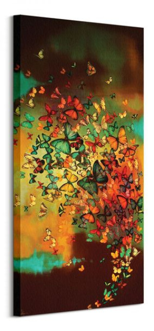 Butterflies on Burnt Umber - obraz na płótnie 50x100 cm