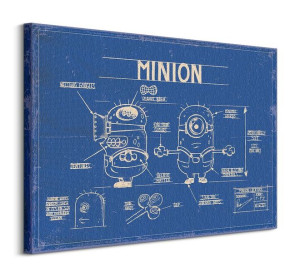 Minionki blue print - Obraz na płótnie 80x60 cm