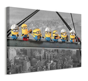 Minionki Lunch On A Scyscraper - Robotnicy na belce - Obraz na płótnie 80x6