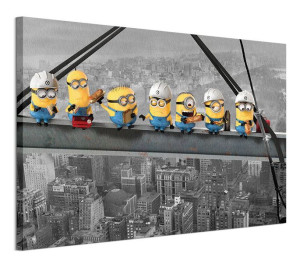 Minionki Lunch On A Scyscraper - Robotnicy na belce - Obraz na płótnie 120x