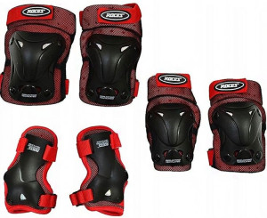 Ochraniacze na łyżworolki Roces Ventilated JR czerwono czarne 3-Pack 301352
