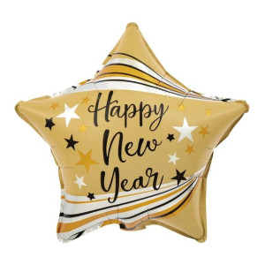 Balon 18" Happy New Year Gwiazda Złota