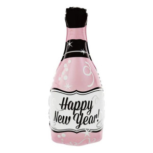 Balon Szampan Happy New Year! 100x49cm Różowy