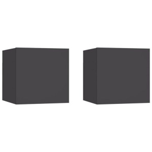 Wiszące szafki telewizyjne, 2 szt., szare, 30,5x30x30 cm