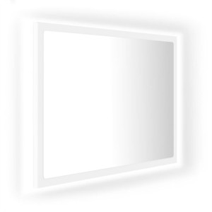 Lustro łazienkowe z LED, białe, 60x8,5x37 cm, płyta wiórowa