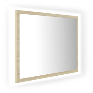 Lustro łazienkowe z LED, kolor dąb sonoma, 60x8,5x37 cm, płyta
