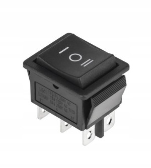 Złącze przełącznik kołyskowy czarny 16A 1-0-1 3poz