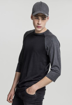 Longsleeve Contrast 3/4 Sleeve Raglan Black/Charcoal