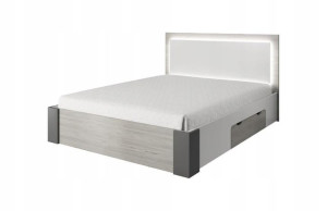 Łóżko do sypialni LED 160x200 stelaż + szuflada