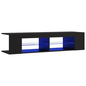 Szafka TV z oświetleniem LED, czarna, 135x39x30 cm