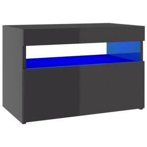 Szafka TV z oświetleniem LED, wysoki połysk, szara, 60x35x40 cm