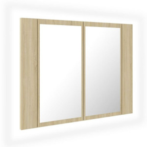 Szafka łazienkowa z lustrem i LED, dąb sonoma, 60x12x45 cm