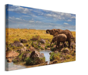 Elephants of Maasai Mara - obraz na płótnie 80x60 cm