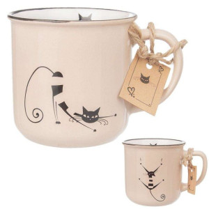 Kubek ceramiczny ko,t kotek z uchem 370 ml do kawy herbaty