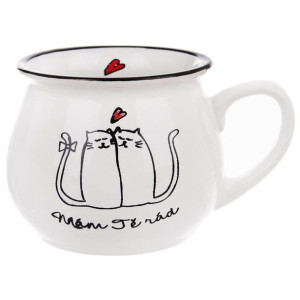 Kubek ceramiczny z uchem koty kotki do picia kawy herbaty 300 ml